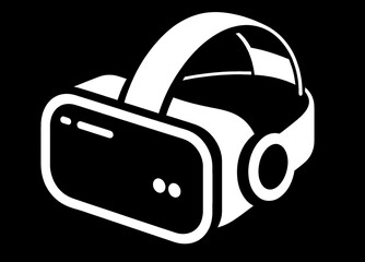 Virtual reality icon. Augmented reality icon. VR headset symbol. VR goggles icon. AR vision icon. vr headset icon. ar googles icon. White on black background.