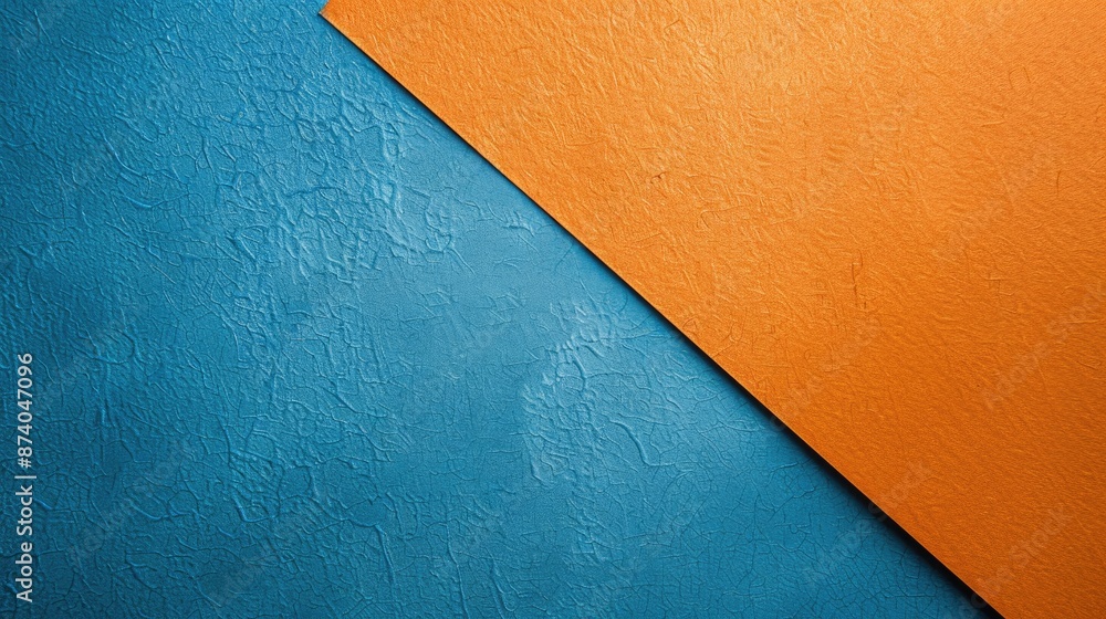 Poster vibrant blue and orange textured paper with space for text or objects