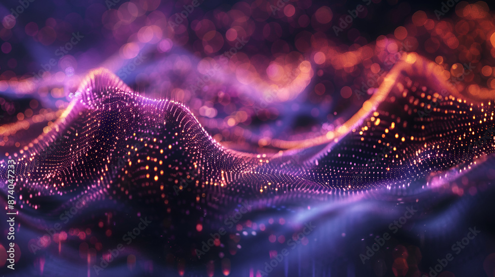 Poster abstract background with purple sound waves. 3d rendered illustration,a colorful light wave pattern 