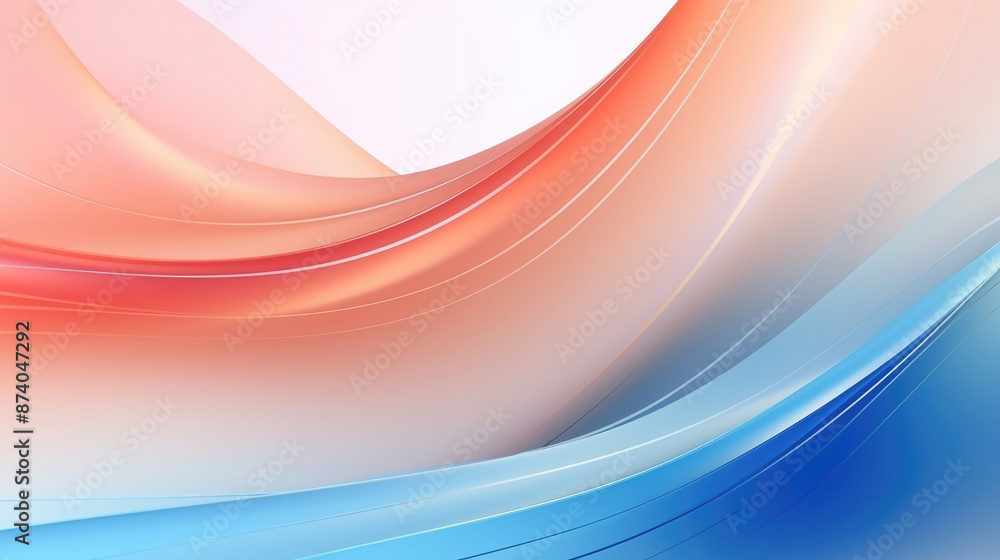 Poster abstract background with smooth wavy lines in orange and blue colors., generative ai