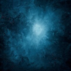 Obraz premium Abstract blue background with bright center spotlight and dark vignette border frame with vintage grunge background texture.
