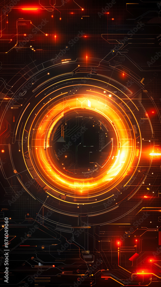 Poster abstract futuristic digital background with circular elements and glowing lights