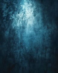 Fototapeta premium Abstract blue background with bright center spotlight and dark vignette border frame with vintage grunge background texture.