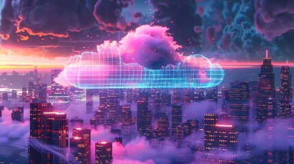 Obraz premium Cloud Computing over Cityscape