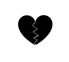 Broken heart illustration sad single n black color
