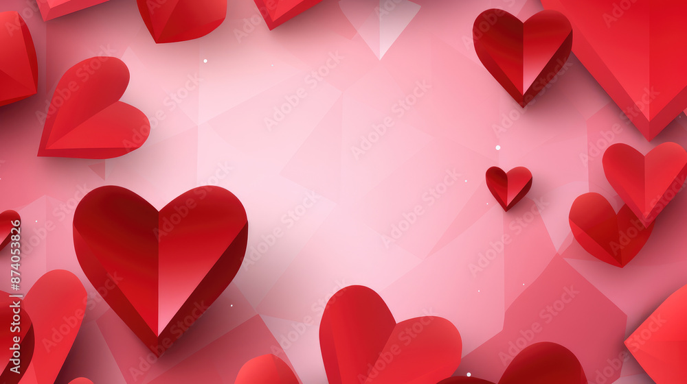 Wall mural valentine's day abstract background with hearts. illustration., generative ai