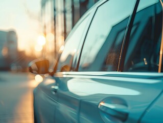 Obraz premium Advanced Smart Window Tinting System Adjusting to Sunlight Intensity Close Up