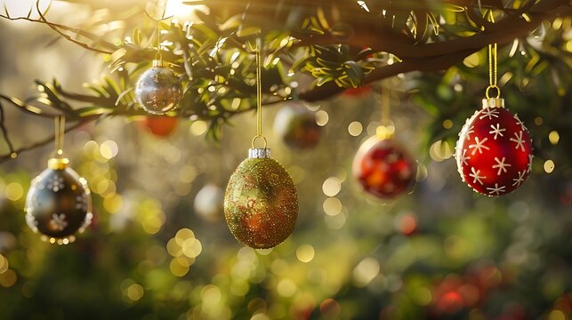 happy Easter background with text space in the background eggs in the colorful decorative way in the basket with empty space 
gold and silver eggs hung from the leaves 
