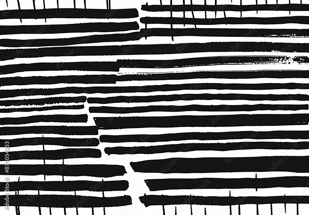 Poster black hand drawn lines form a simple straight line pattern with horizontal and vertical stripes agai