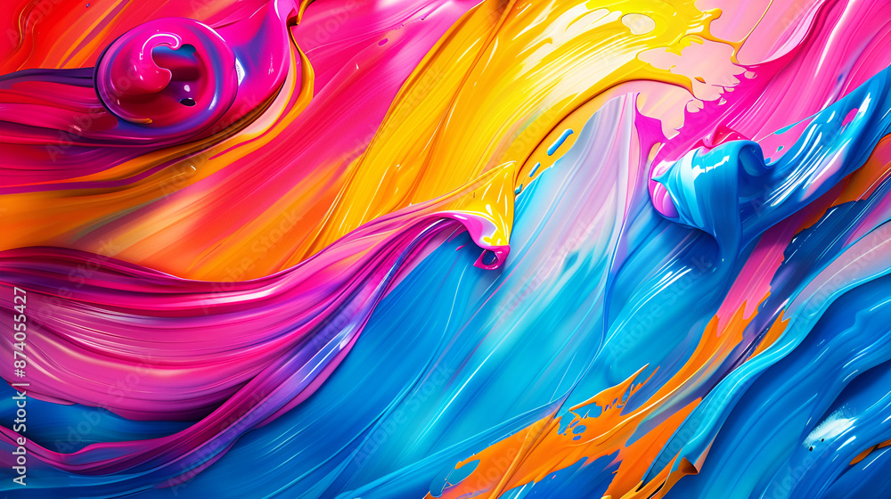 Poster colorful paint mix with gradient vivid colors,colorful abstract background. 3d rendering, 3d illustr