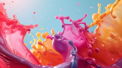 Colorful Paint Splashes in Motion
