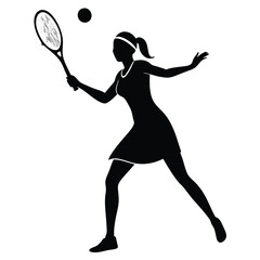a female tennis player, an isolated white background,  
