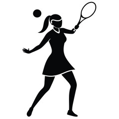 a female tennis player, an isolated white background,  