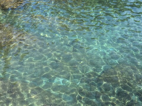 Sea water clear transparent aqua beautiful blue turquoise watercolor 