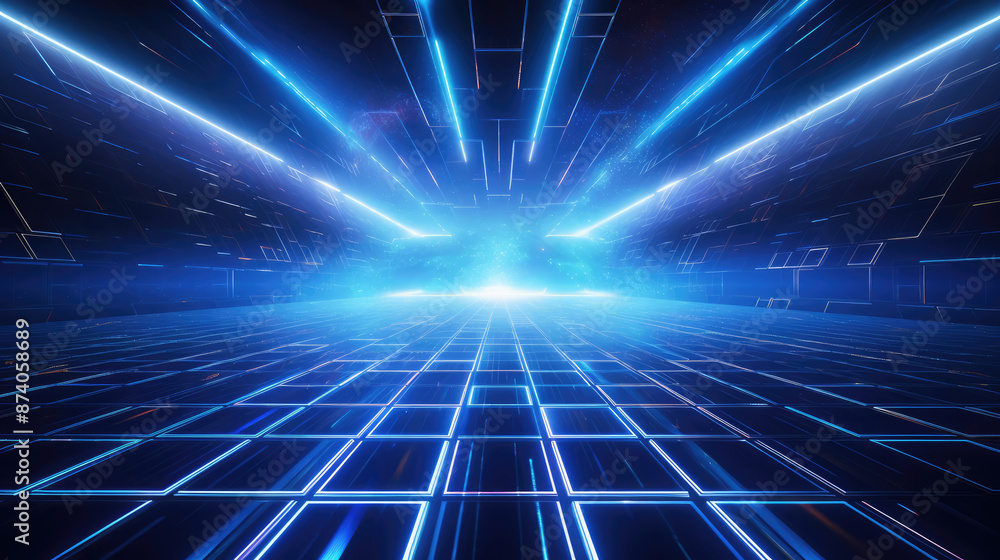 Wall mural future cyberspace technology digital background with line. , generative ai