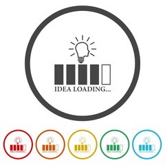 Obraz premium Idea loading icon. Set icons in color circle buttons