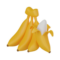 Fresh Tropical Banana for Healthy Food Designs. 3D Render