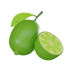 Juicy Lime Fruit in Detailed. 3D Render