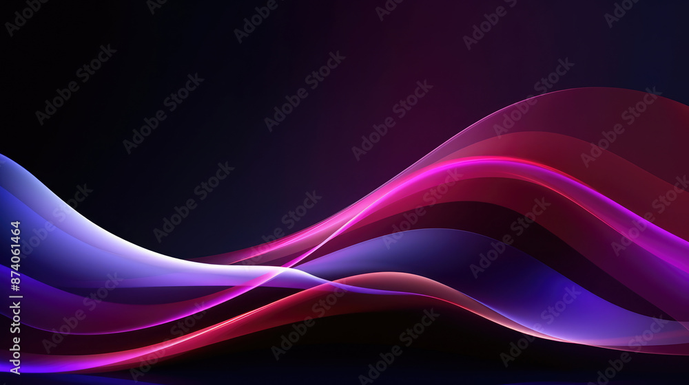 Wall mural neon glowing techno wave, hi-tech futuristic abstract background template., generative ai