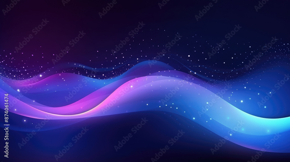 Poster abstract wave background with dots. purple and blue colors., generative ai