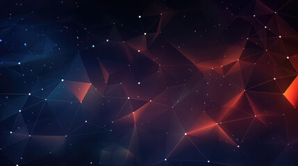 Abstract polygonal space low poly dark background with connecting dots and lines., generative ai