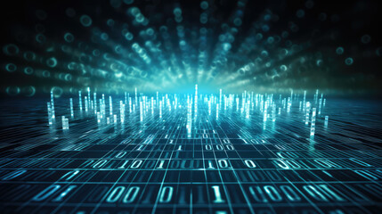 Cloud computing concept with binary code and binary code. , generative ai