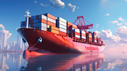 Container ship with cargo containers. Logistics and transportation concept., generative ai