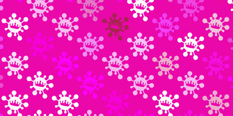 Light pink vector backdrop with virus symbols.