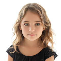 Fototapeta premium Young Girl in Black Dress, isolated on transparent background.