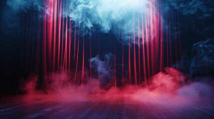 Naklejka premium Dramatic Stage Curtains with Smoke Effects