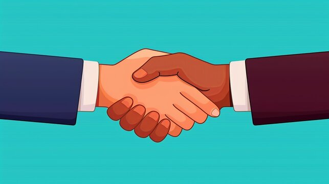 Illustrate trust with a close-up of a handshake between two people, with genuine smiles and mutual respect. Illustration, Image, , Minimalism,