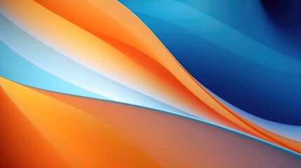 abstract background with smooth wavy lines in orange and blue colors, generative ai