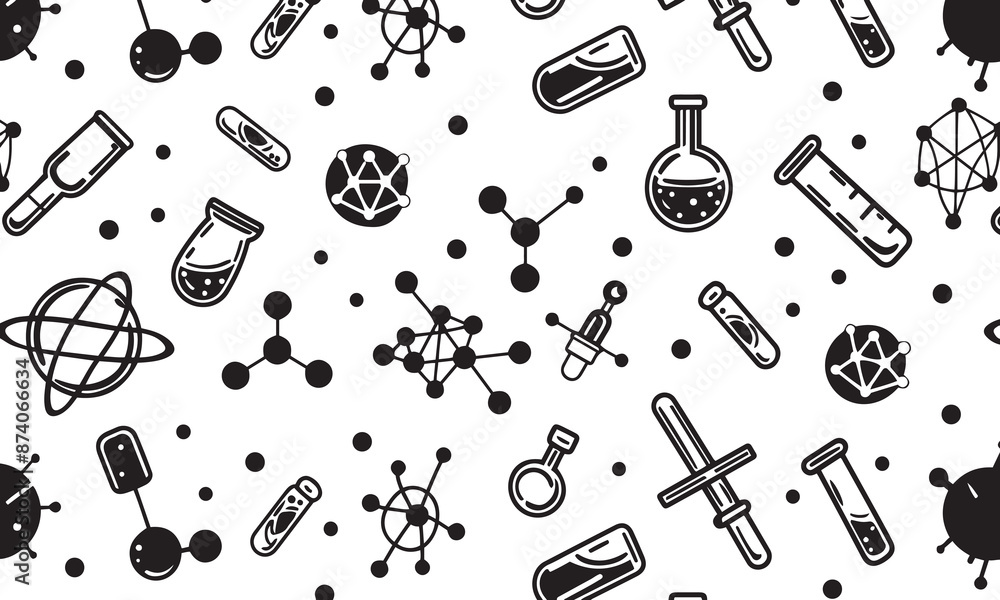 Aufkleber different type of construction objects . seamless background vector . set of science icons illustrat