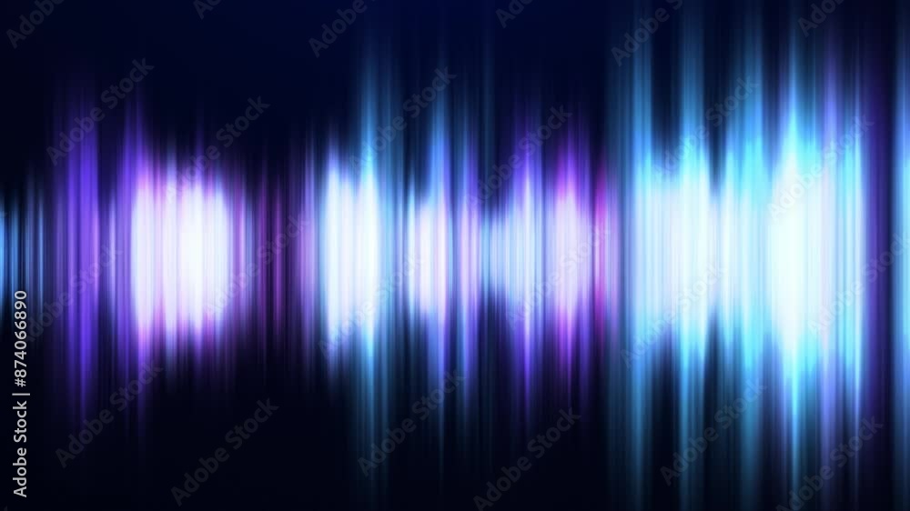 Poster abstract artistic vertical light stripes in the shape of a musical equalizer. animation of glowing c