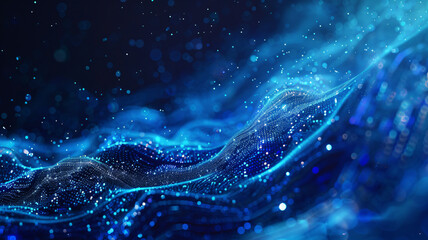 With data charts as the theme, data charts, blue tones, technological sense, lines, particles, ambient light, mysterious atmosphere