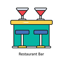 Restaurant Bar vector filled outline Design illustration. Symbol on White background EPS 10 File 