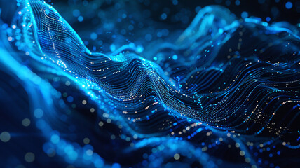 With data charts as the theme, data charts, blue tones, technological sense, lines, particles, ambient light, mysterious atmosphere
