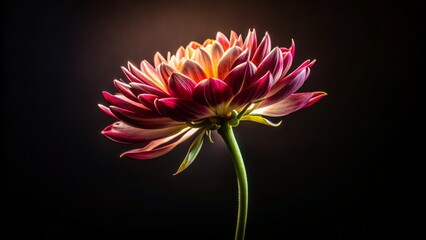 Delicate petals of a lone, white rose unfolding from a tight bud, starkly contrasting against a velvety black backdrop.