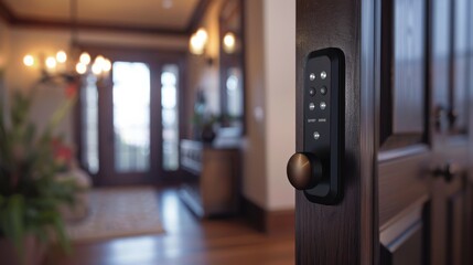 Close up view of keypad deadbolt programming with master code and guest code setup procedure