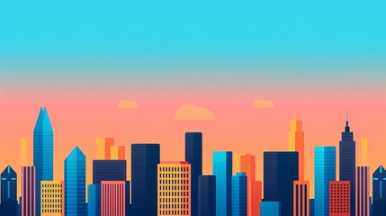 Design a sophisticated cityscape illustration with precise geometric elements and balanced composition, conveying urban sophistication and modern aesthetics. Illustration, Image, , Minimalism,