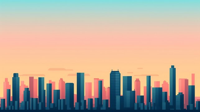 Design a sophisticated cityscape illustration with precise geometric elements and balanced composition, conveying urban sophistication and modern aesthetics. Illustration, Image, , Minimalism,