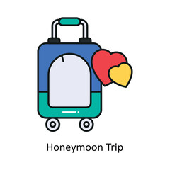 Honeymoon Trip vector filled outline Design illustration. Symbol on White background EPS 10 File 