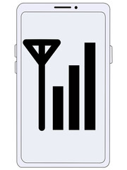 スマホ（白）の中に表示されたアンテナ1（電波3）