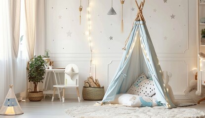 Cozy Child's Room with Teepee Tent