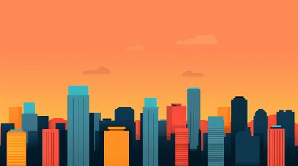 Design a sophisticated cityscape illustration with precise geometric elements and balanced composition, conveying urban elegance and modernity. Illustration, Image, , Minimalism,