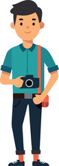 Fototapeta premium Young Male Photographer Holding Camera Illustration