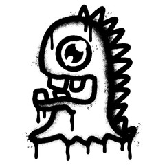 Spray Painted Graffiti cute monster icon Sprayed isolated with a white background. © Doa Bunda
