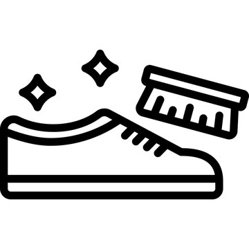 black shoe cleaning with brush clip art preview