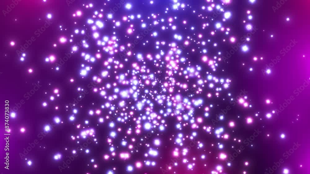Poster abstract bright explosion of glowing glitter particles. colorful fairy fireworks of particles on a g