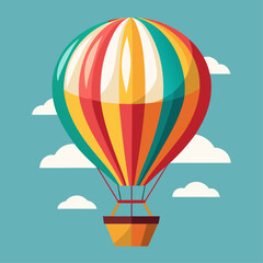 Hot air balloon landscape. Adventure travel vector illustration